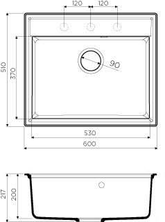 Мойка кухонная Omoikiri Daisen 60-BL Artgranit/черный